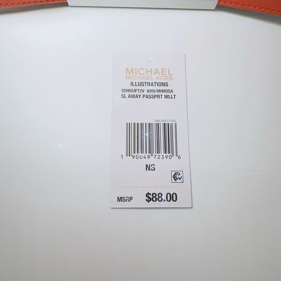 Michael Kors Illustrations SL Away Passport Wallet Cardcase Brown Mimosa Logo - Picture 6 of 6